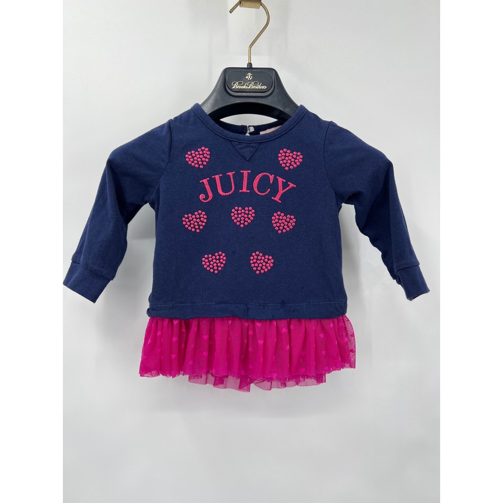 Juicy Couture Girl's Baby 6-9 Months Blue Pinkβ Hearts Tutu Long Sleeves